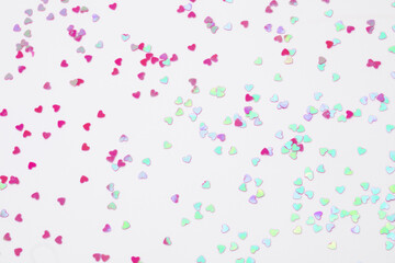 sparkles hearts on white background with text place - Image