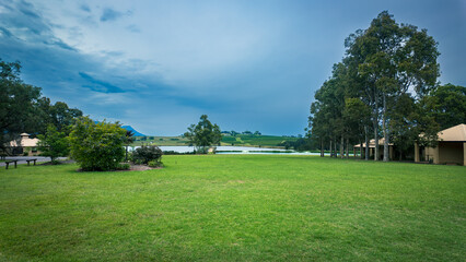 The photo shows a morning scene at a ranch in The Hunter Vally in Australia
