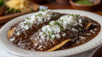 Authentic Mexican Enchiladas with Savory Mole Sauce