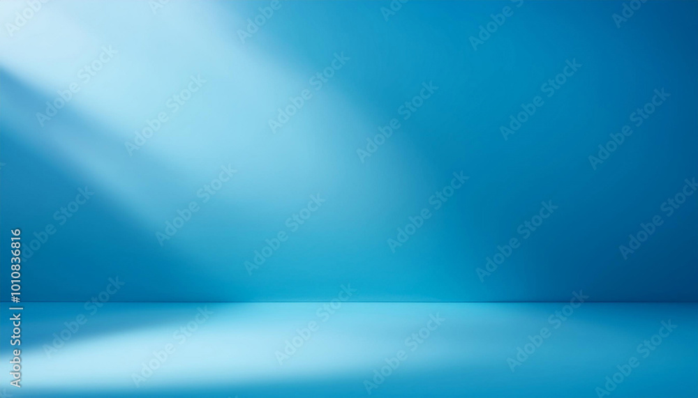 Poster abstract blue color gradient studio background for product presentation. empty room with natural sun