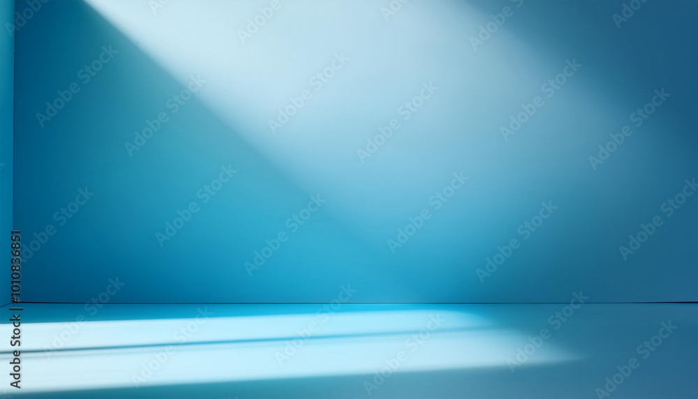 Poster abstract blue color gradient studio background for product presentation. empty room with natural sun