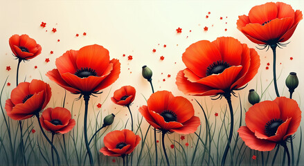 Obraz premium poppies on a blue background