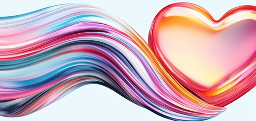 Multicolored hearts in an abstract, swirling design, playful and energetic, modern love and joy concept