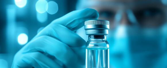 Lab technician holding a vial of bioengineered enzymes 