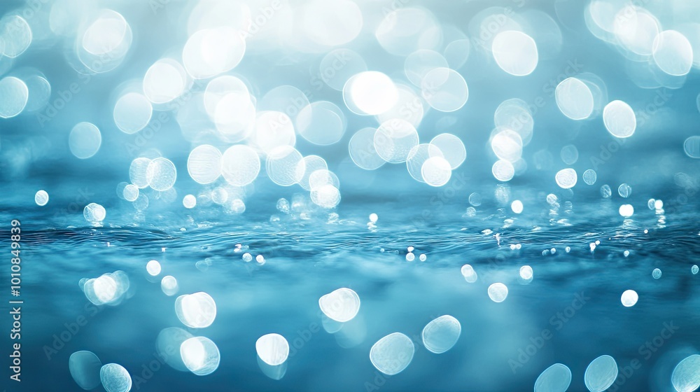 Poster blurred clear blue water surface with ripples and shimmering light patterns. defocused texture with 