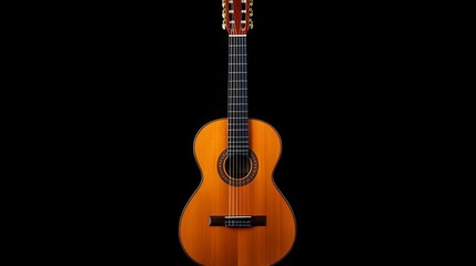 Obraz premium Classical Acoustic Guitar on Black Background