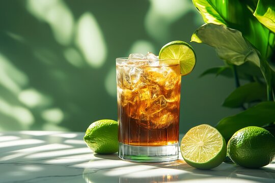 Refreshing long island iced tea cocktail with citrus