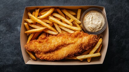 Fried Catfish, French fries, Remoulade sauce, toast, Photo for menu & Magazine