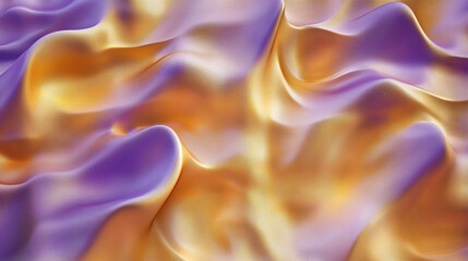 Obraz premium Wavy Golden and Purple Metallic 3D Background. Generative AI 