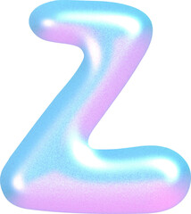 3D Holographic liquid Y2k Chrome bubble alphabet Letter Z