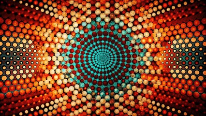 Vibrant circular pattern with vibrant warm colors.