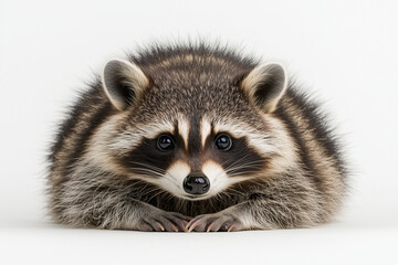 Obraz premium Front View of a Raccoon Lying Flat Resting Raccoon with Head Down