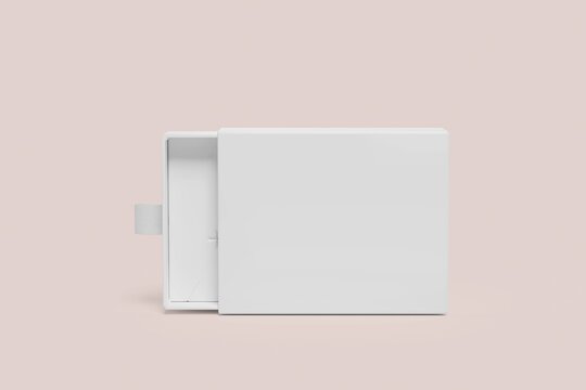 white little cardboard sliding box  in grey background