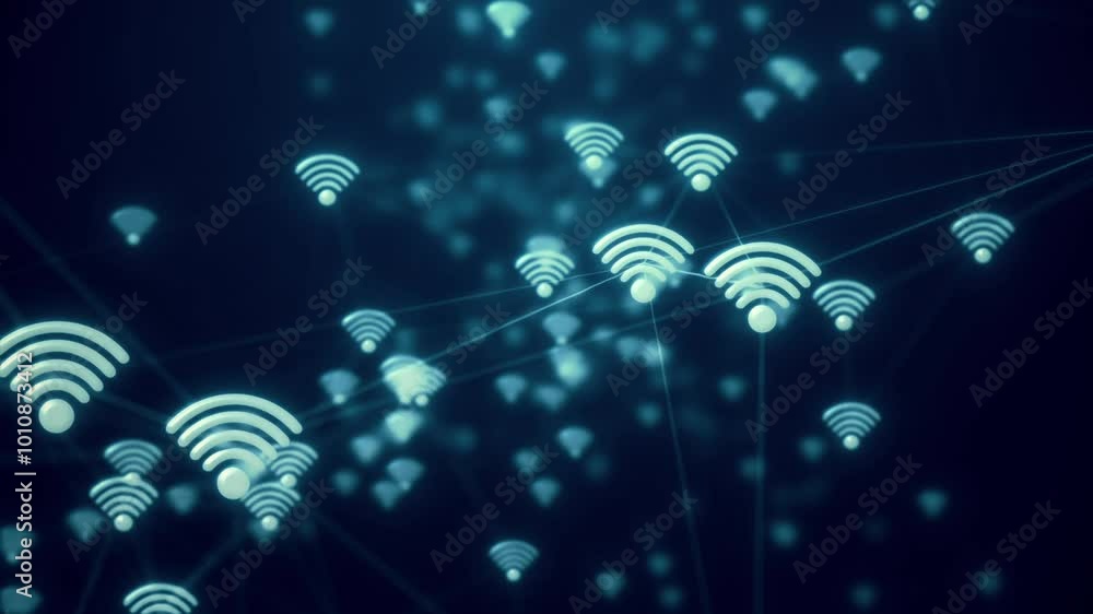 Aufkleber futuristic wi‑fi network animation – abstract cyberspace plexus