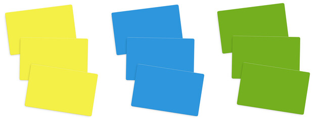 Three credit card blank template color for presentation layouts and design.