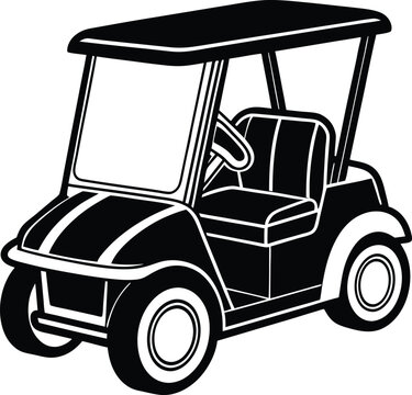 black and white golf cart clip art preview