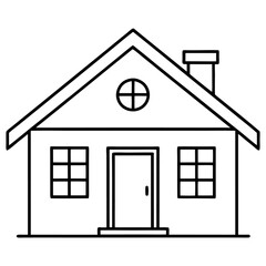 little house background outline coloring book page line art drawing