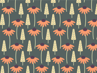 Art & Illustration cute corn flower and leaf pattern.