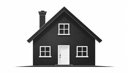 Minimalist Black House Symbol Construction Line Drawing.