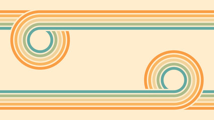 Abstract background of rainbow groovy Wavy Line design in 1970s Hippie Retro style. Vector pattern ready to use for cloth, textile, wrap and other.