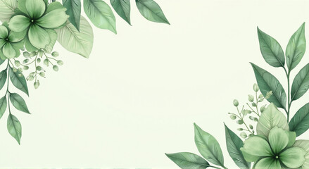 Naklejka premium green leaves frame