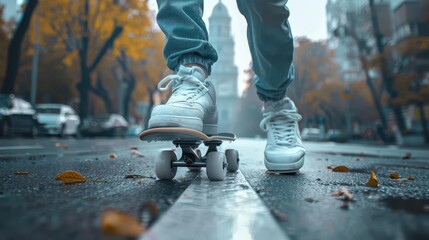 Electric skate shoes in action, modern and thrilling, Urban, Cool tones, Photograph, Urban adventure