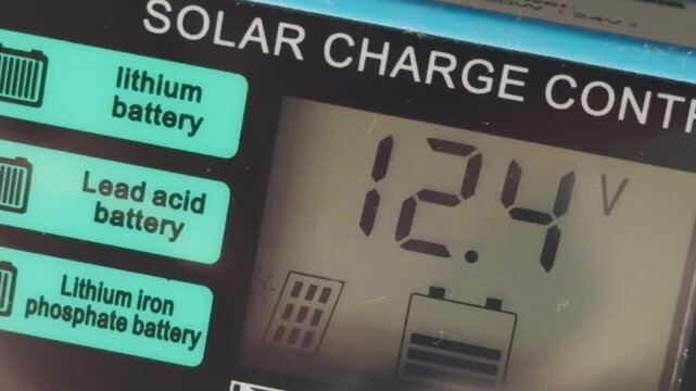 Controller screen for charging battery from solar battery.