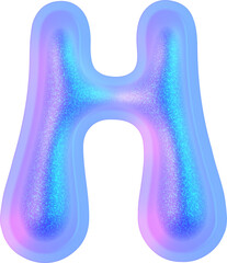 Fototapeta premium 3D Holographic liquid Y2k Chrome bubble alphabet Letter H