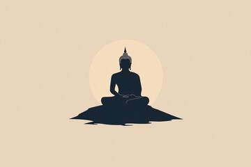 Fototapeta premium Vector Art of Lord Buddha on a Plain Color Background for Peaceful Design 
