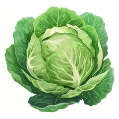 A large green cabbage with a white stem