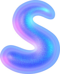 3D Holographic liquid Y2k Chrome bubble alphabet Letter S