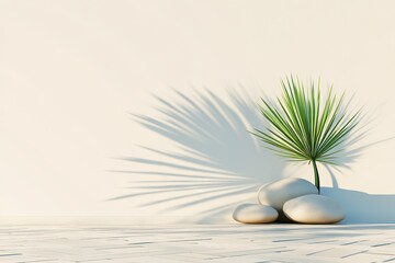 Obraz premium Minimalist Plant and Stones