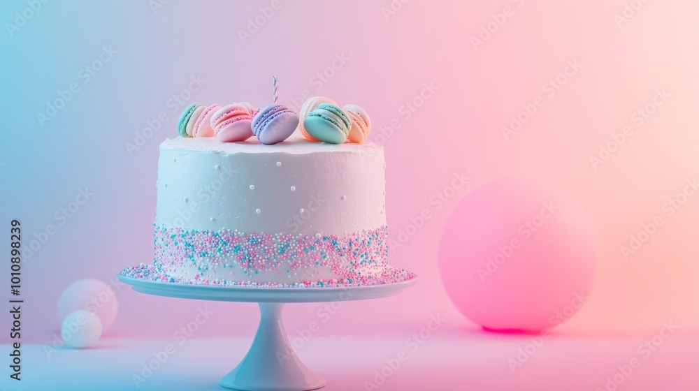 Canvas Prints A beautifully decorated cake with pastel colors and decorative elements, ideal for celebrations.