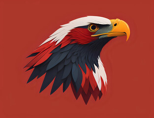 Fototapeta premium Adler Kopf in weiß, rot und blau