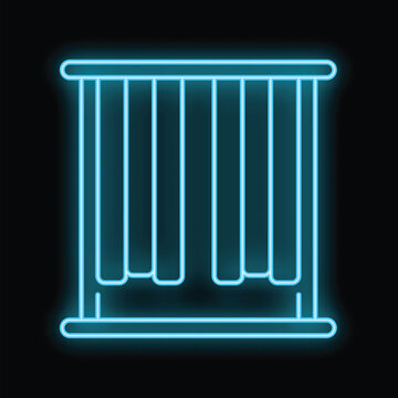 recommend clip art: Glowing neon line baby playpen icon isolated on black background. Baby cot sign. Vector illustration