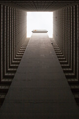 Hong Kong, China - Landscape of buildings against the sky taken from directly below