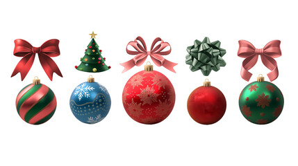set of christmas balls Christmas decoration on transparent background