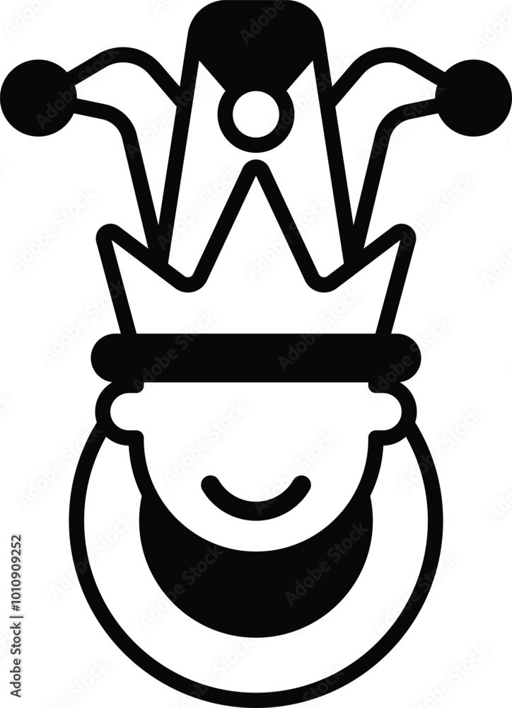 Poster a cartoon character with a crown and a hat. the character is smiling and he is happy