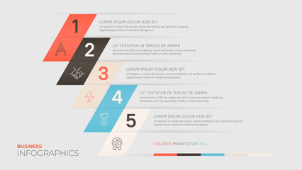 Five steps or five options. Vector infographic template. All the elements are laid out in layers