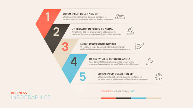 Five steps or five stages. Vector infographic template. Light background. All the elements are laid out in layers - Powered by Adobe