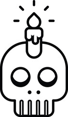 A skull with a candle on top of it
