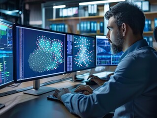 Cybersecurity Analyst Working on Data Visualization