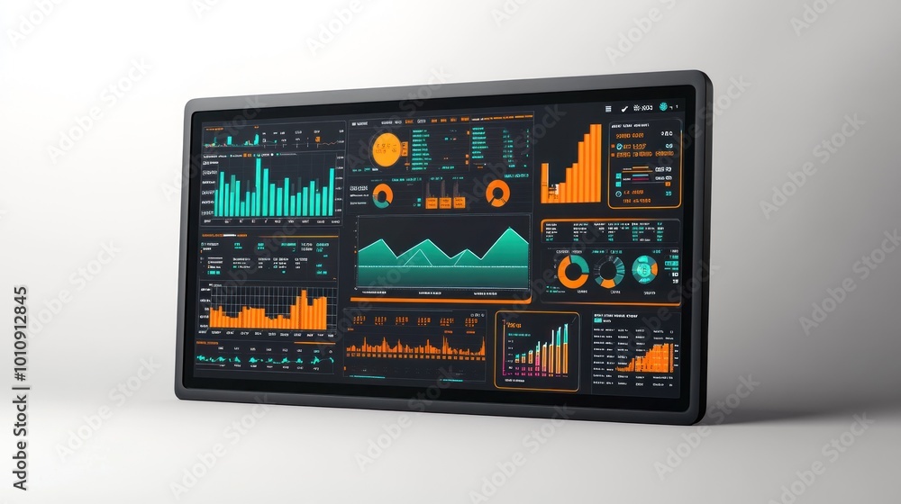 Aufkleber A digital dashboard displaying various data visualizations and analytics.