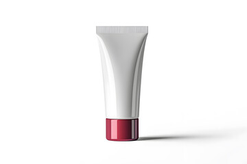 A white tube template for cosmetic packaging mock up isolated on white background