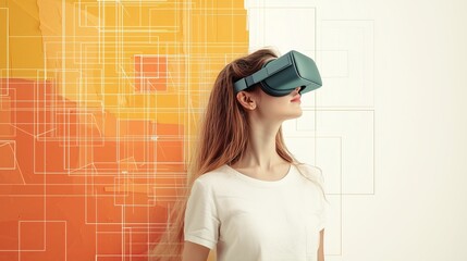 Young Woman Experiencing Virtual Reality Technology
