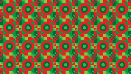 Seamless geometric pattern combination of Christmas themed shapes. Perfect for printing, design backgrounds, wallpaper and tiles, gift wrapping
