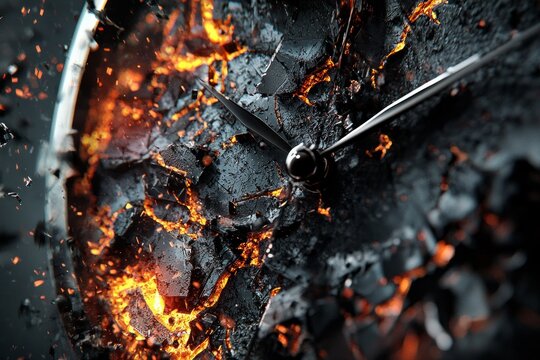 A closeup of an isolated exploded clock, highly detailed, freezing the moment