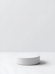 3d simple white round podium isolated on white background. Stage for product presentation mock up.