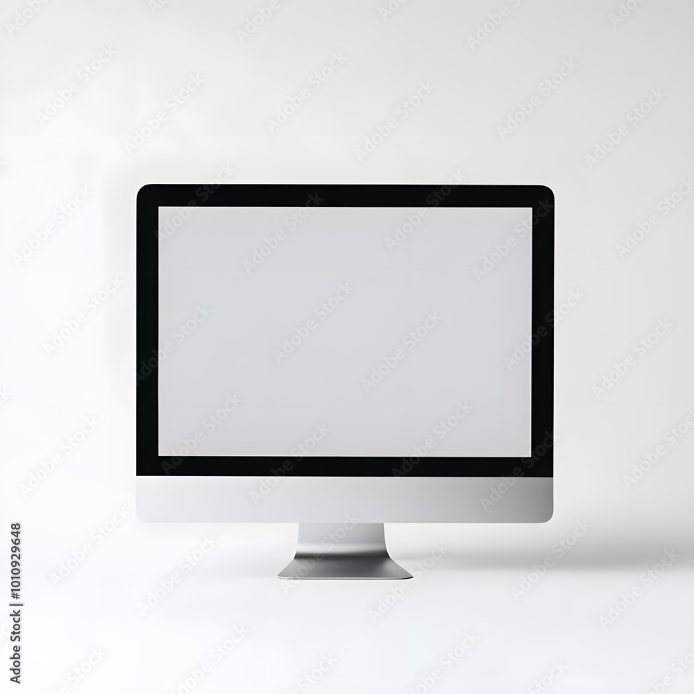 Aufkleber personal computer mockup in front with empty screen on white background