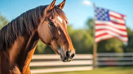 Celebrating the National Day of the Horse with a majestic American horse in the countryside